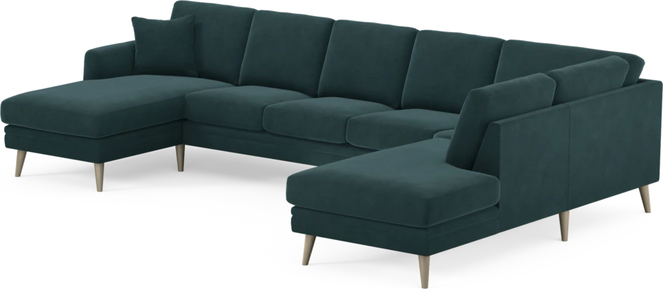 Eden - 3-sits soffa med schäslong vänster och divan höger - Blå