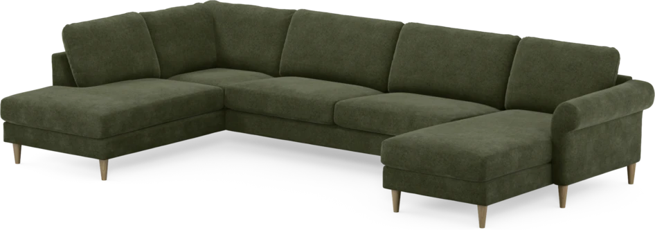 Bridge - 3-sits soffa med divan vänster och schäslong höger - Grön
