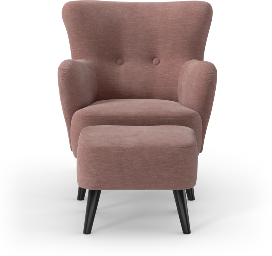 Timmy - Fåtölj med fotpall - Rosa