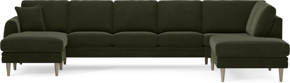 Eden - 3-sits soffa med schäslong vänster och divan höger - Grön