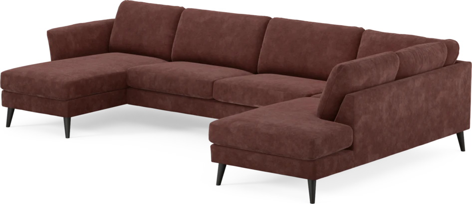 Bridge - 3-sits soffa med schäslong vänster och divan höger - Röd