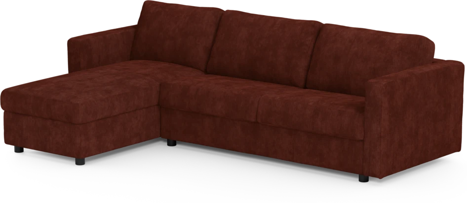 Lindö - Bäddsoffa 2,5-sits med schäslong, vändbar - Röd
