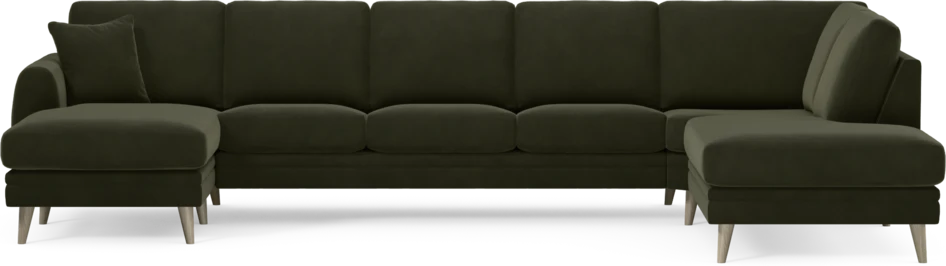 Eden - 3-sits soffa med schäslong vänster och divan höger - Grön