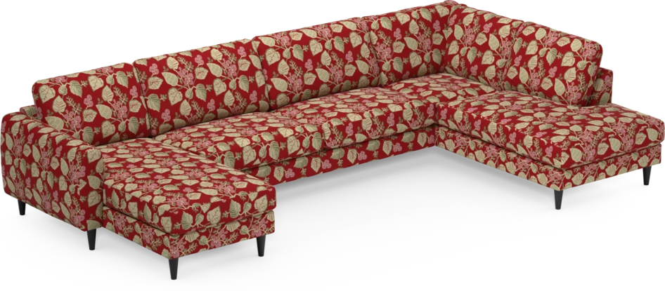 Bridge - 3-sits soffa med schäslong vänster och divan höger - Röd