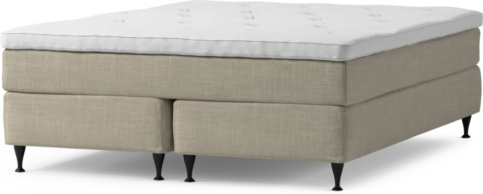 Delux Sense - Kontinentalsäng, dubbelsäng med bäddmadrass och sängben - Beige