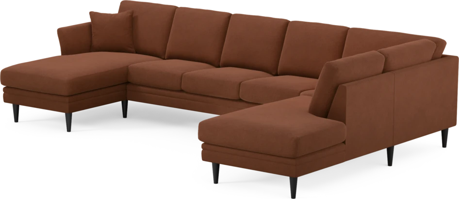 Eden - 3-sits soffa med schäslong vänster och divan höger - Orange