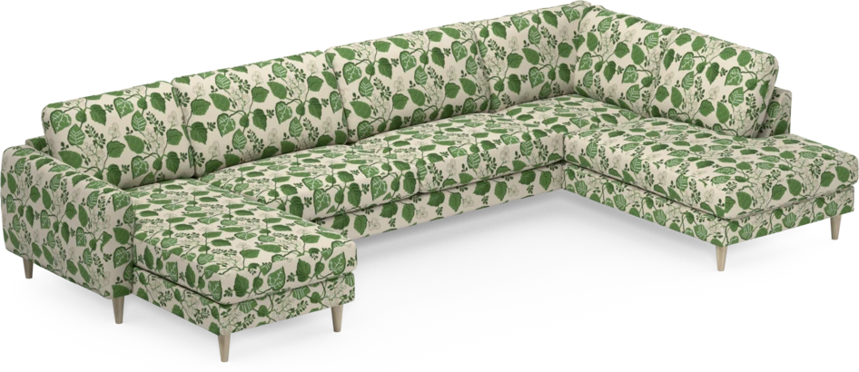 Bridge - 3-sits soffa med schäslong vänster och divan höger - Grön