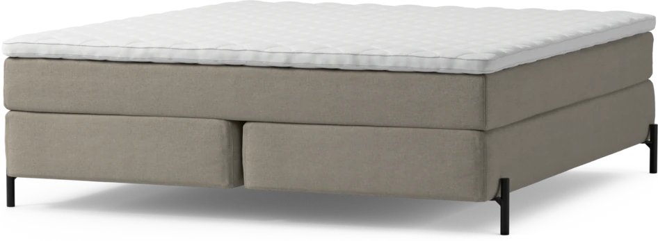Delux Sense - Kontinentalsäng, dubbelsäng med bäddmadrass och sängben - Beige