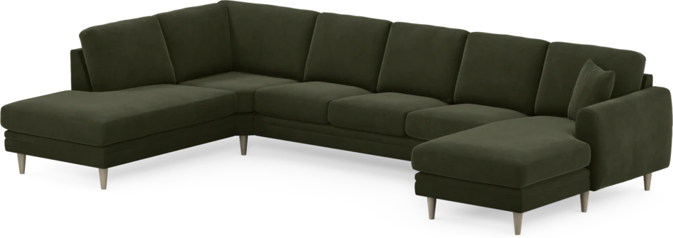 Eden - 3-sits soffa med divan vänster och schäslong höger - Grön