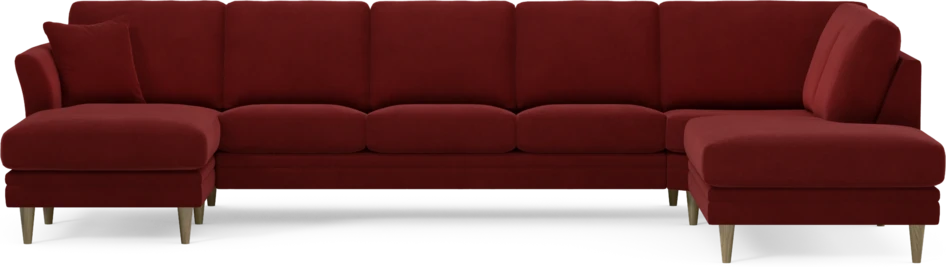 Eden - 3-sits soffa med schäslong vänster och divan höger - Röd