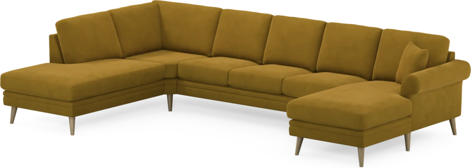 Eden - 3-sits soffa med divan vänster och schäslong höger - Gul
