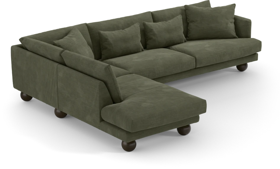 Harper - 3-sits soffa med divan vänster - Grön