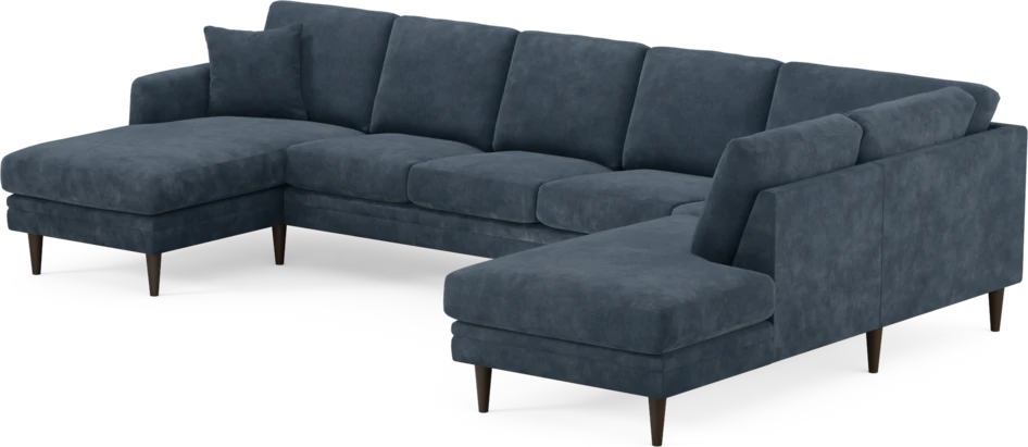 Eden - 3-sits soffa med schäslong vänster och divan höger - Blå