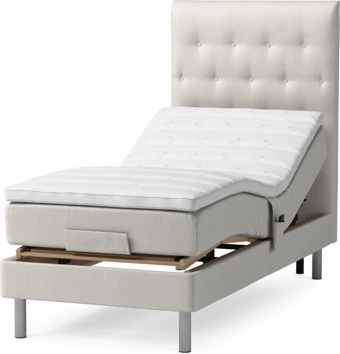 Roma Family, Ställbar säng, enkelsäng med bäddmadrass och sänggavel pikerad, B 90-120