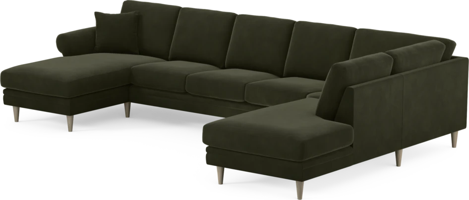 Eden - 3-sits soffa med schäslong vänster och divan höger - Grön