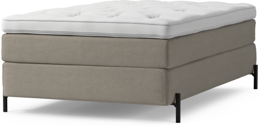 Delux Sense - Kontinentalsäng, enkelsäng 120 cm med bäddmadrass och sängben - Beige