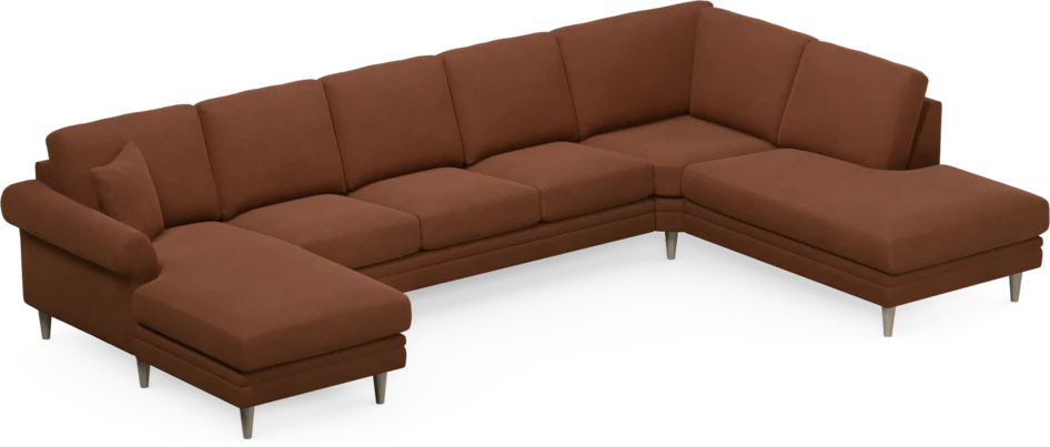 Eden - 3-sits soffa med schäslong vänster och divan höger - Orange