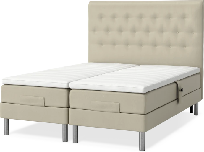 Roma Family, Ställbar säng, dubbelsäng med bäddmadrass och sänggavel pikerad, B 160-180