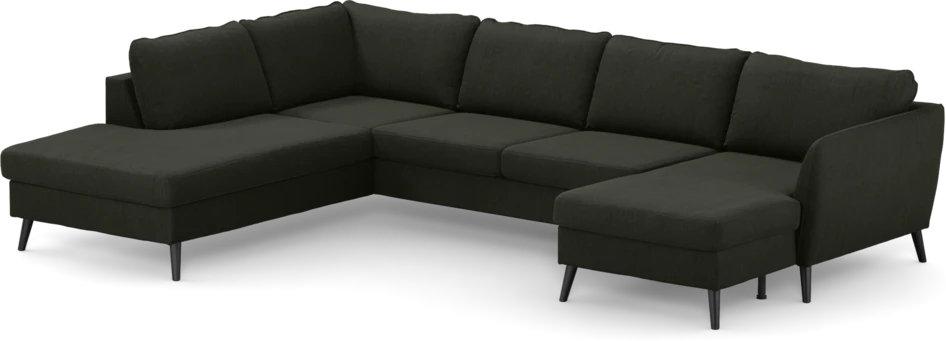 County - 3-sits soffa med divan vänster och schäslong höger - Grön