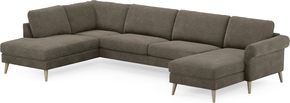 Bridge - 3-sits soffa med divan vänster och schäslong höger - Brun