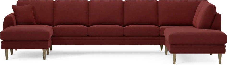 Eden - 3-sits soffa med schäslong vänster och divan höger - Röd