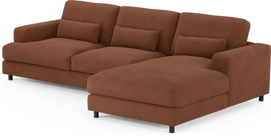 Noma - 3-sits soffa med schäslong höger - Orange