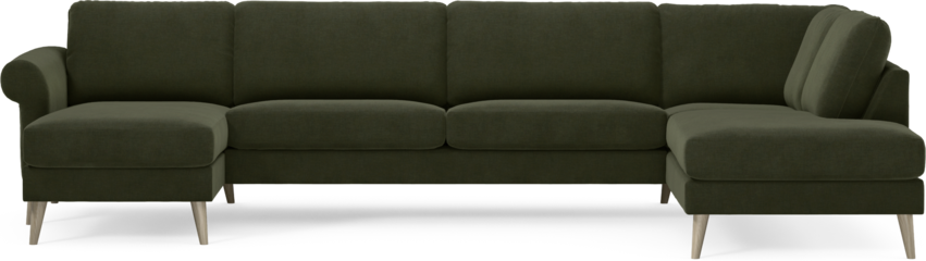 Bridge - 3-sits soffa med schäslong vänster och divan höger - Grön