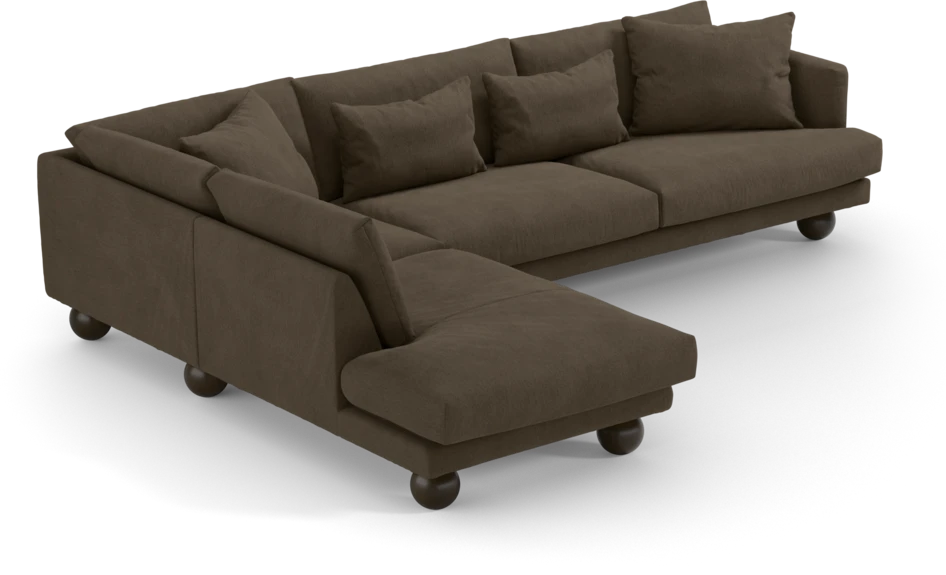 Harper - 3-sits soffa med divan vänster - Brun
