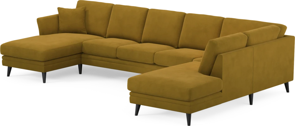 Eden - 3-sits soffa med schäslong vänster och divan höger - Gul