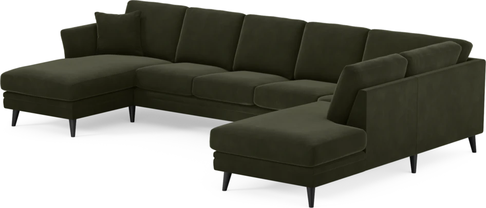 Eden - 3-sits soffa med schäslong vänster och divan höger - Grön
