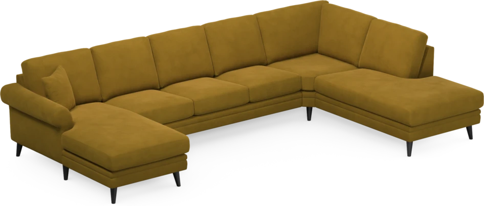 Eden - 3-sits soffa med schäslong vänster och divan höger - Gul
