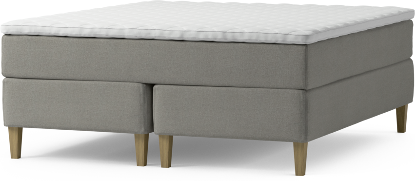 Delux Exclusive - Kontinentalsäng, dubbelsäng med bäddmadrass och sängben - Grå