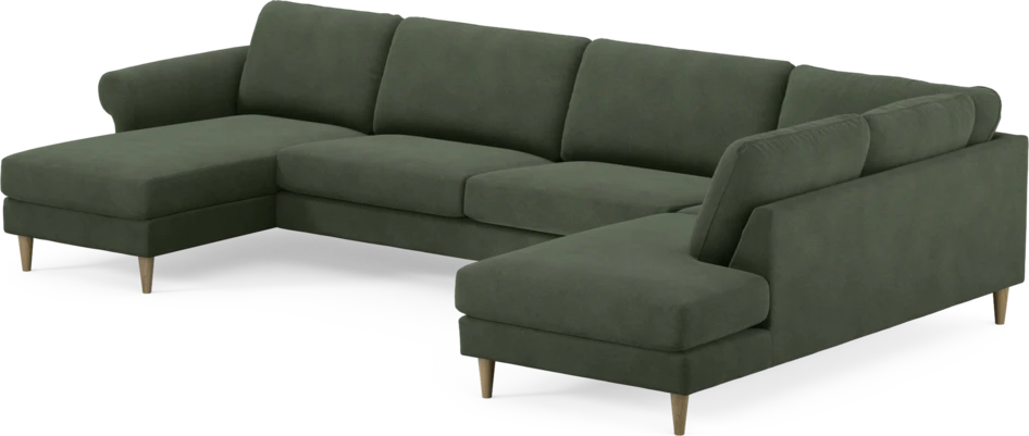 Bridge - 3-sits soffa med schäslong vänster och divan höger - Grön