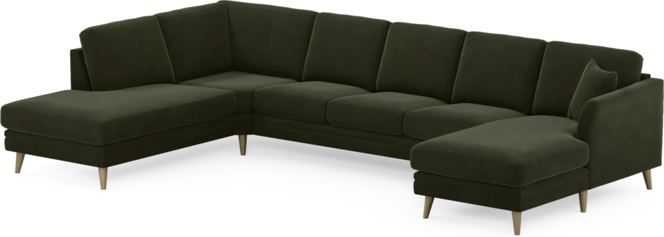 Eden - 3-sits soffa med divan vänster och schäslong höger - Grön