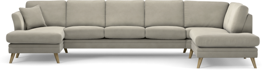 Eden - 3-sits soffa med schäslong vänster och divan höger - Brun