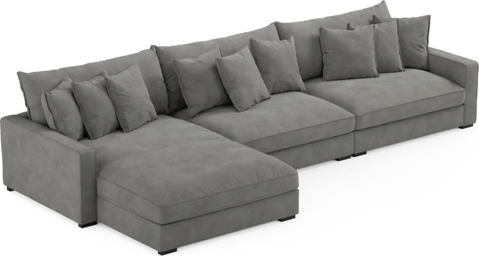 Rossi - 4-sits soffa med schäslong XL vänster - Grå