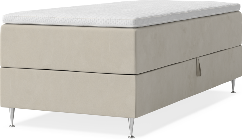 New York - Förvaringssäng, enkelsäng med bäddmadrass - Beige