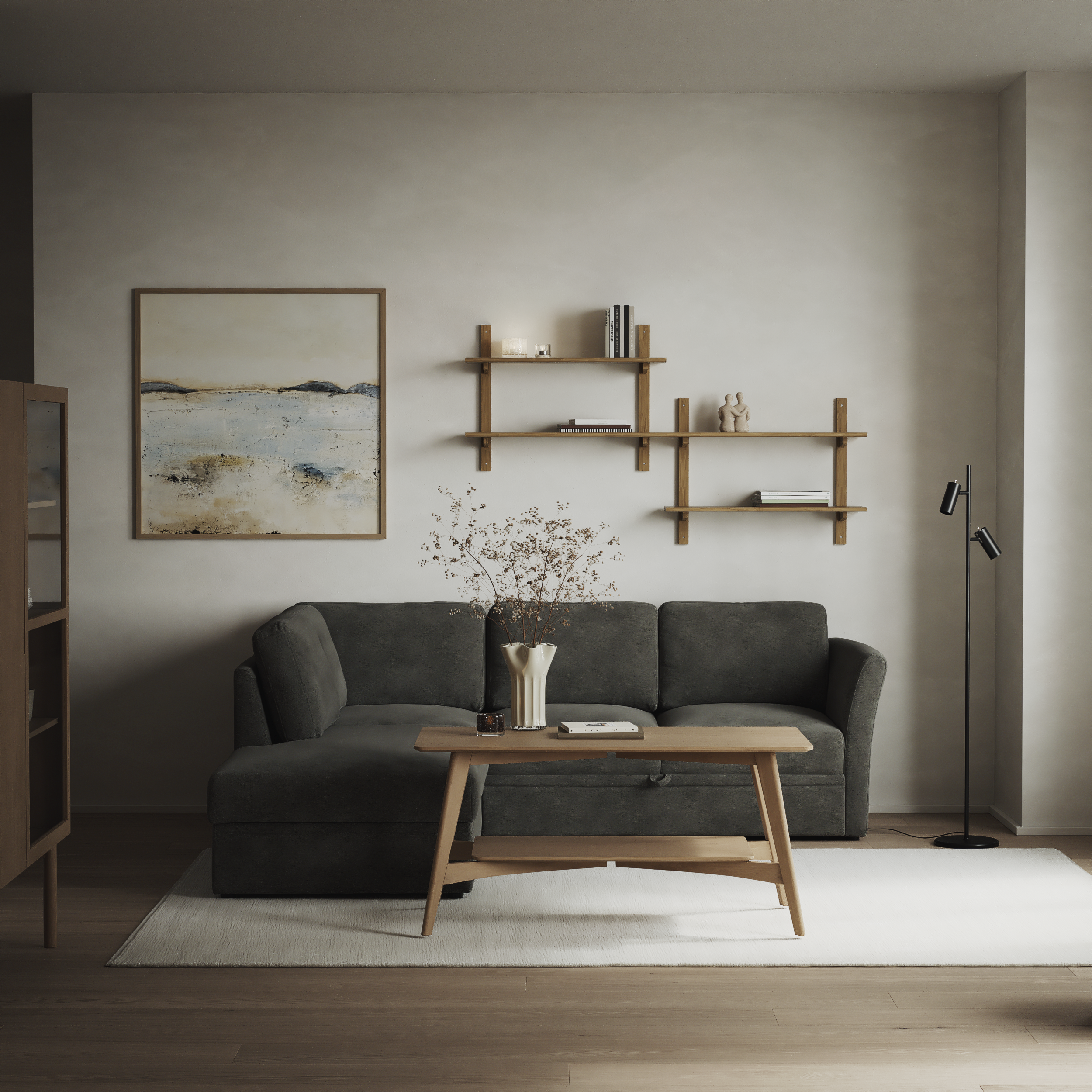 Öland, Bäddsoffa med divan vänster