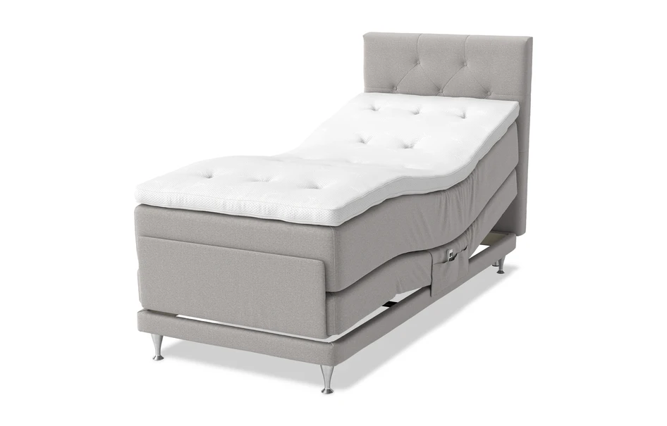 Dream Delux - Ställbar säng, enkelsäng med bäddmadrass Sleep Delux vit - Grå