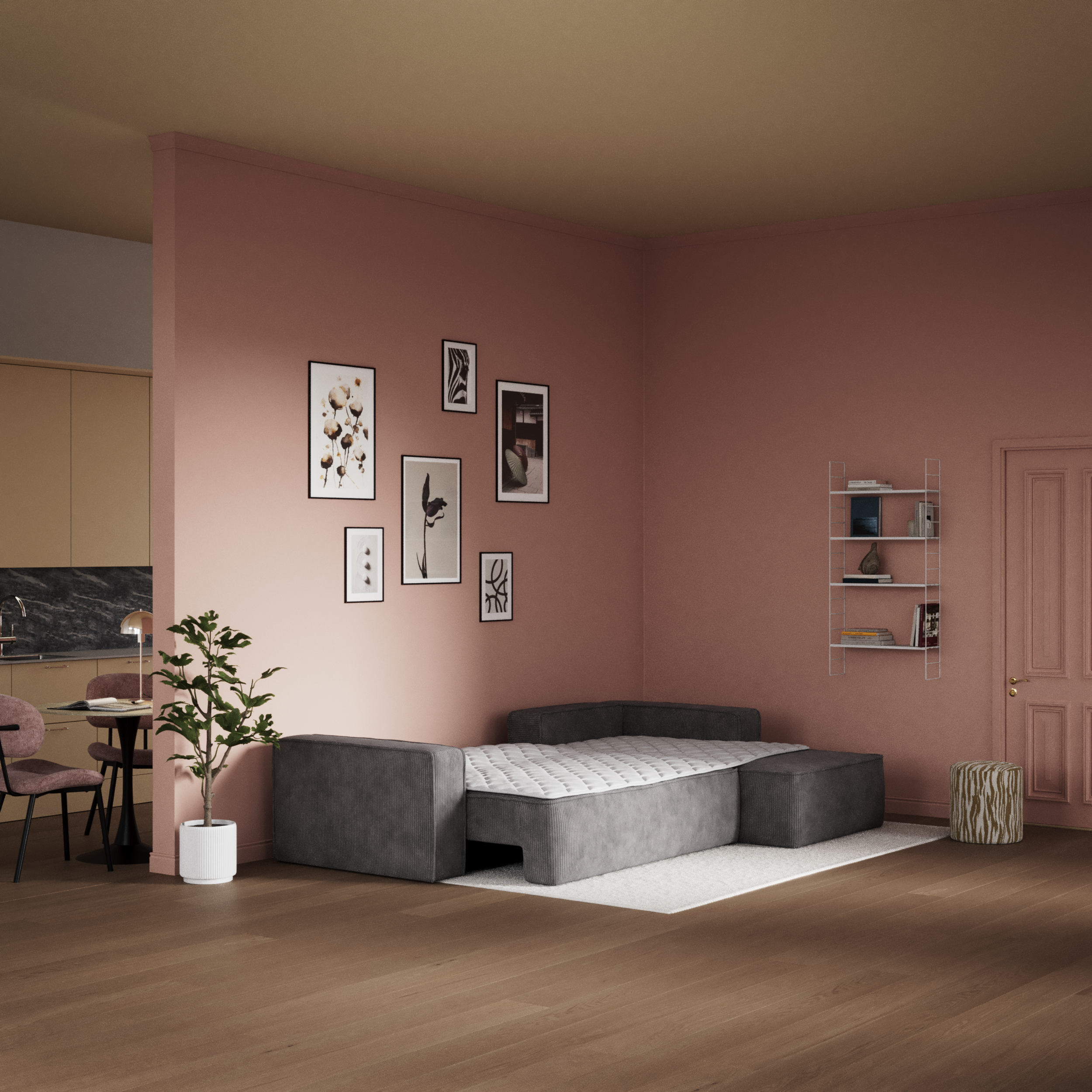 Ide - Bäddsoffa 3-sits med schäslong höger - inspiration