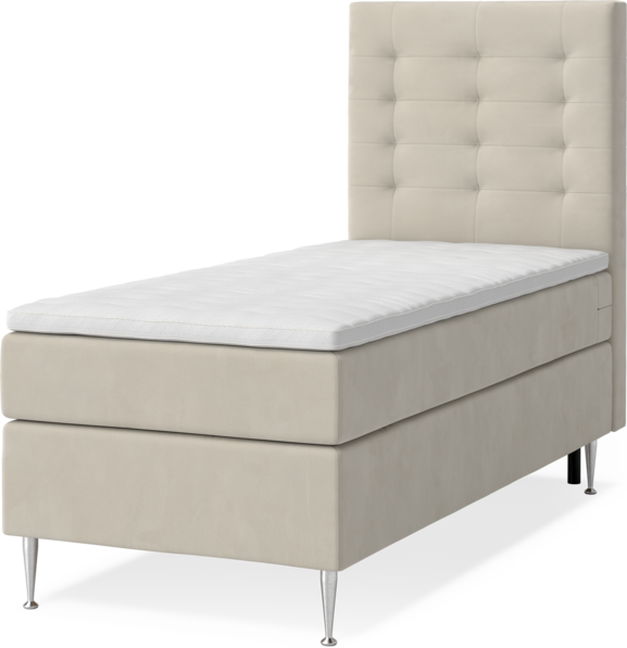New York - Kontinentalsäng, enkelsäng med bäddmadrass och sänggavel trensad - Beige