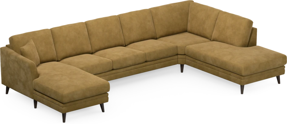 Eden - 3-sits soffa med schäslong vänster och divan höger - Gul