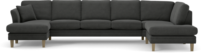 Eden - 3-sits soffa med schäslong vänster och divan höger - Svart