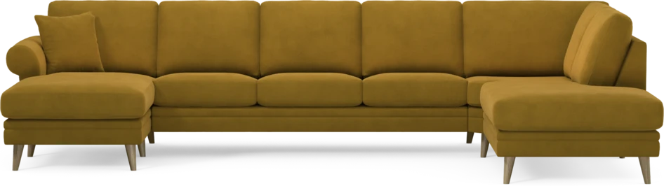 Eden - 3-sits soffa med schäslong vänster och divan höger - Gul