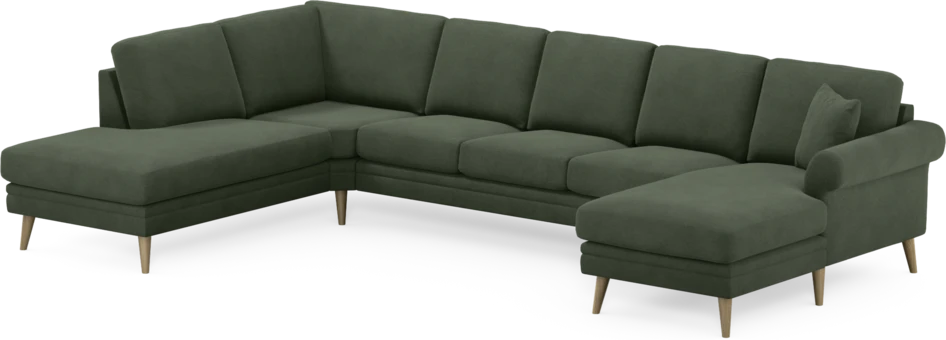 Eden - 3-sits soffa med divan vänster och schäslong höger - Grön