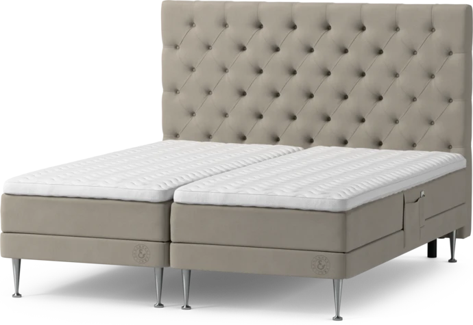 Särö Comfort, Ställbar säng, dubbelsäng med bäddmadrass och Pikerad XL sänggavel