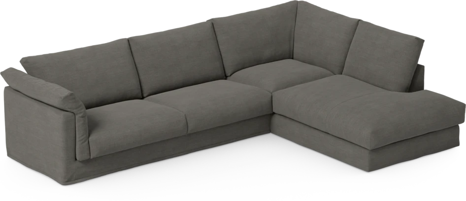 Cherrie - 3-sits soffa med divan höger, med kappa - Grå