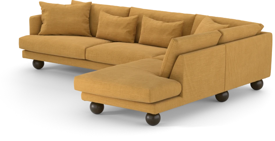 Harper - 3-sits soffa med divan höger - Gul