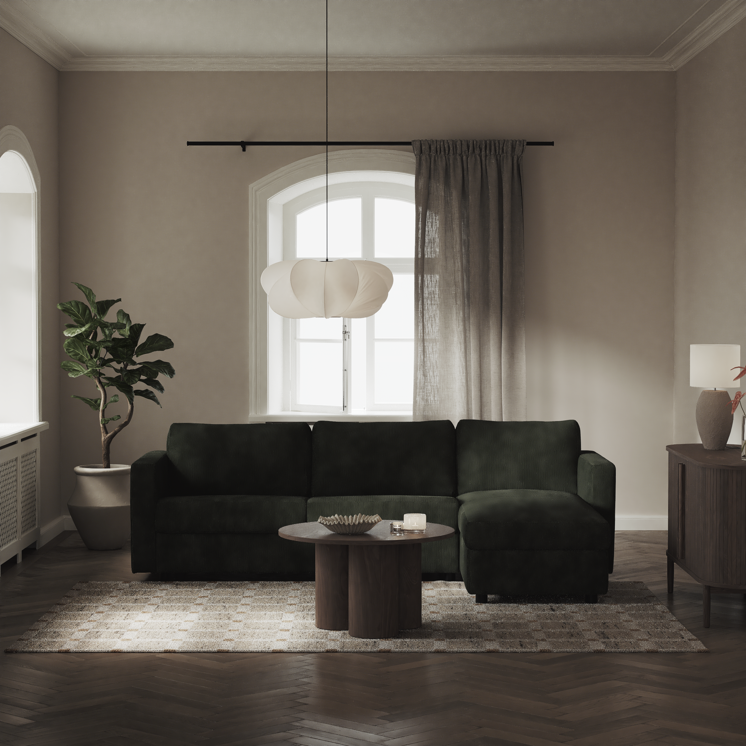 Lindö - Bäddsoffa 2,5-sits med schäslong, vändbar - inspiration