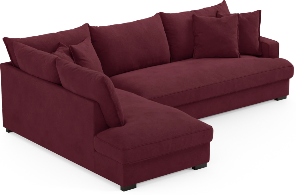 Mila - 3-sits soffa med divan vänster, hel dyna - Röd